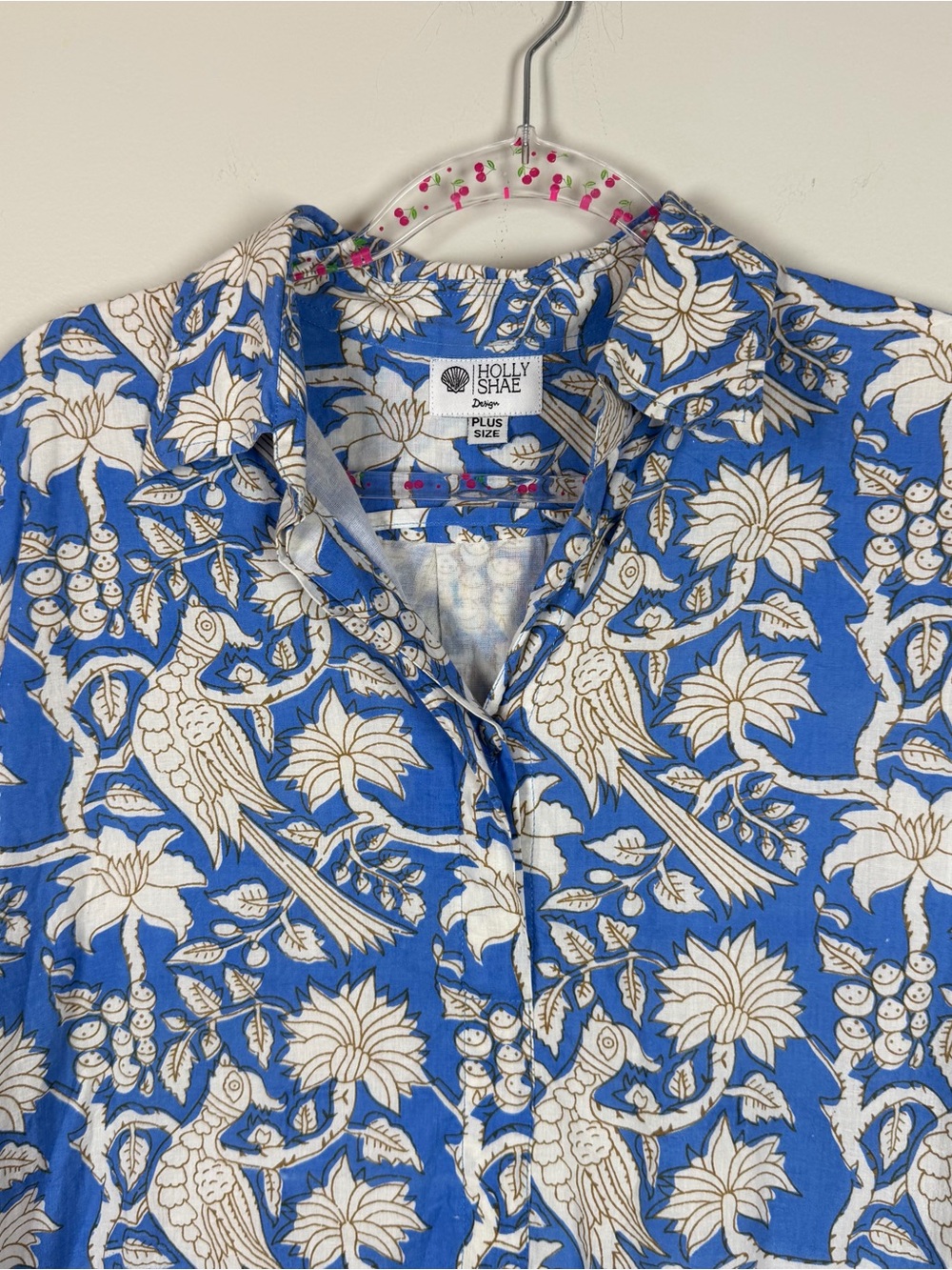 Women’s HOLLY SHAE Design Haley Mini Shirt Dress Tropical Toile Plus Size XL - Picture 2 of 10